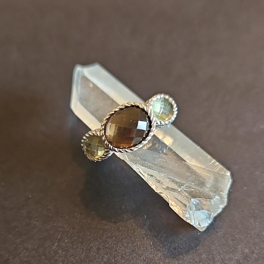 Judith Ripka Brown And Lemon Quartz Sterling Silver Ring